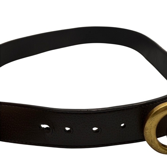 Gucci GG Marmont Belt Beige Canvas Brown‎ Leather Gold GG Buckle Women's SZ 80CM - Picture 4 of 12